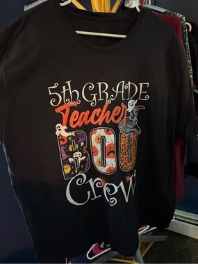 5th Grade Teacher Boo Crew Halloween Graphic Tee - Black
